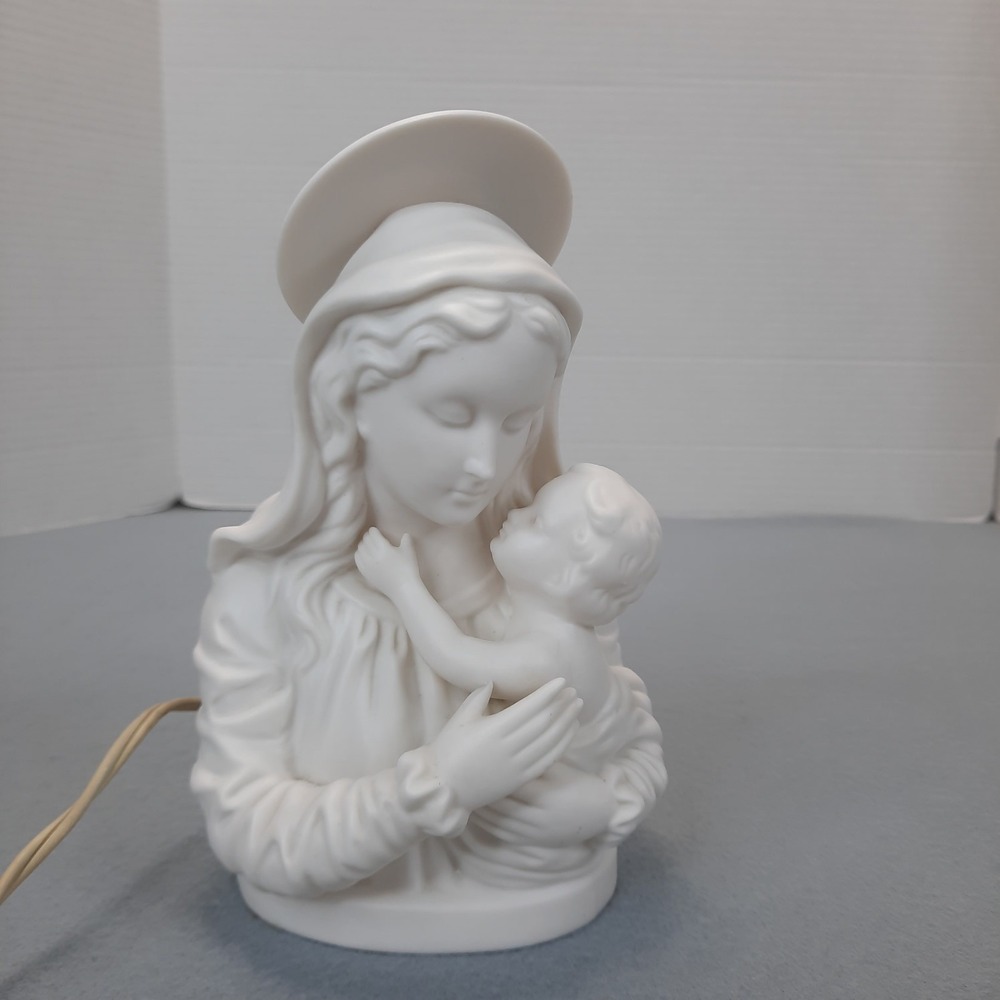 Vintage Virgin Mary Madonna and Child Baby Jesus Night Light Inarco Japan MCM
